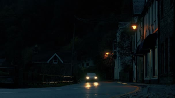 夕方の村を通る車とヴァンパス — ストック動画