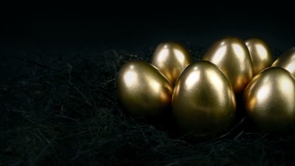 洞窟の中の黄金の卵のファンタジーシーン — ストック動画