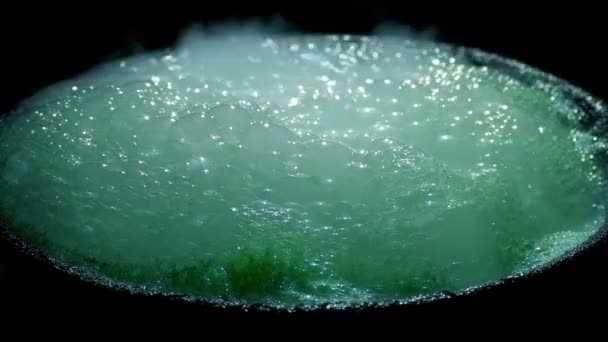 Smoke Bubbles Popping Disgusting Cauldron — Stock Video