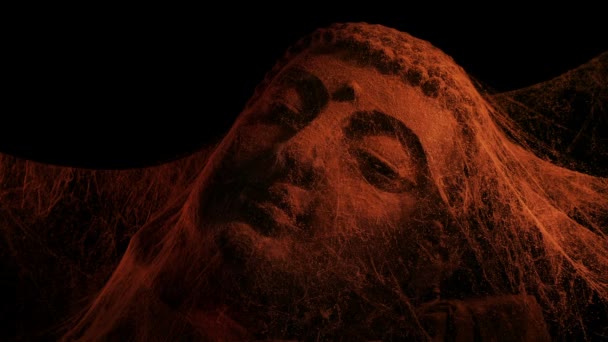 Tapınaktaki Eski Buda Örümcek Ağlarıyla Kaplı — Stok video