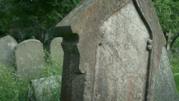 Míjející Náhrobní Kameny Hřbitově — Stock video