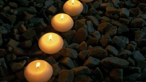 Row Candles Rocks — Stock Video