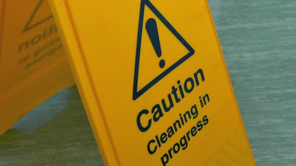 Caution Cleaning Progress Sign — Stock Video
