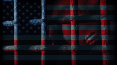 American Flag And Prisoner, Press Freedom Concept