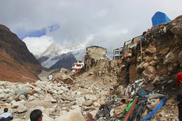 Uttarkashi Uttarakhand India Junio 2013 Casas Colapsadas Durante Desastre Kedarnath — Foto de Stock