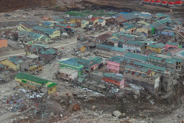 Kedarnath Искушает Воздушный Вид После Kedarnath Disaster 2013 Произошла Серьезная — стоковое фото