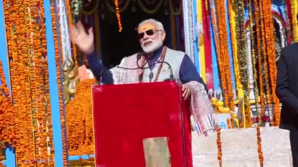 Ruderparyag Uttarakhand Indien Oktober 2017 Indiens Premierminister Narendra Damodardas Modi — Stockvideo