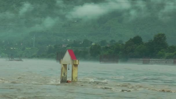 Ganges River Passing Uttarakhand Beautiful Village Full Swing Due Heavy — Stock Video