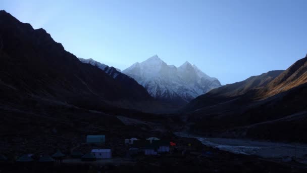 Piękny Wschód Słońca Upływ Czasu Górny Pas Pasma Himalajów Uttarakhand — Wideo stockowe