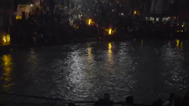 Cerimonia Ganga Aarti Cerimonia Ganga Pujan Haridwar India Uttarakhand — Video Stock