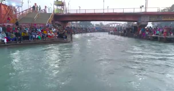 Har Pauri Haridwar Uttarakhand Indie Har Pauri Slavný Ghat Březích — Stock video