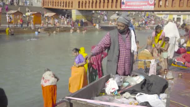 Reinheid Rijden Bij Har Pauri Haridwar Uttarakhand Municipal Corporation Afval — Stockvideo