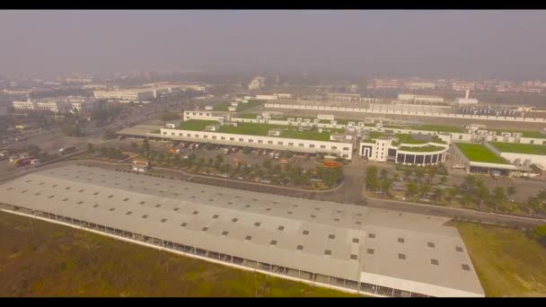 Siidcul工業地帯美しい航空ショット産業 商品の輸送のための車両を示す空撮 — ストック動画