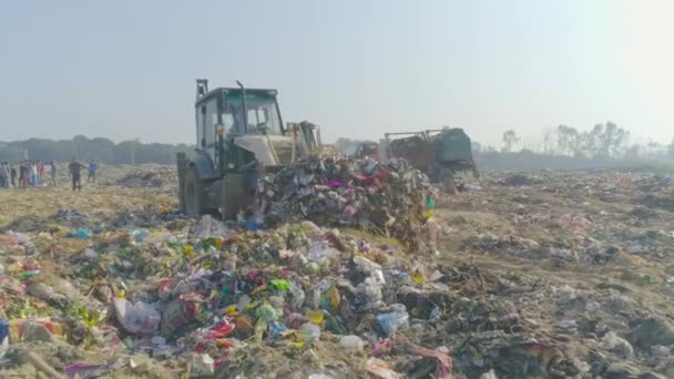 Disparo Planta Manejo Desechos Sólidos Haridwar Uttarakhand Indiavertido Basura Usando — Vídeo de stock