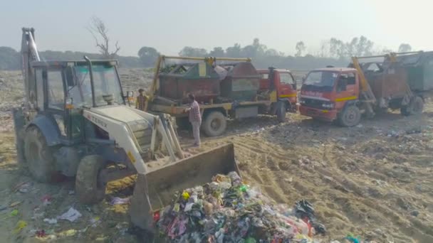 Disparo Planta Manejo Desechos Sólidos Haridwar Uttarakhand Indiavertido Basura Usando — Vídeo de stock