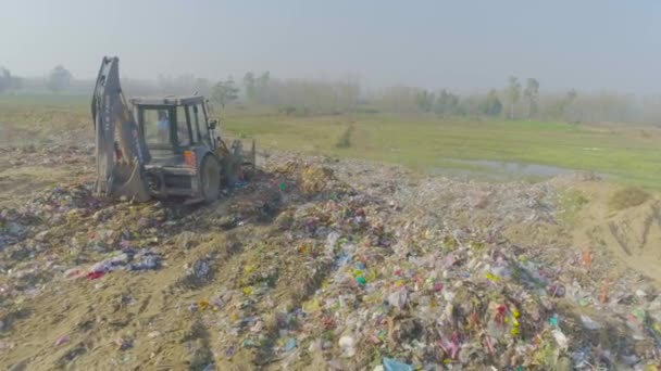 Disparo Planta Manejo Desechos Sólidos Haridwar Uttarakhand Indiavertido Basura Usando — Vídeo de stock