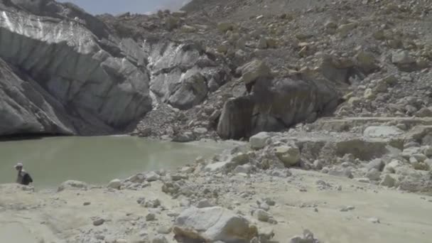 Blick Auf Den Gangotri Gaumukh Trek Mit Wanderern Trek Führt — Stockvideo