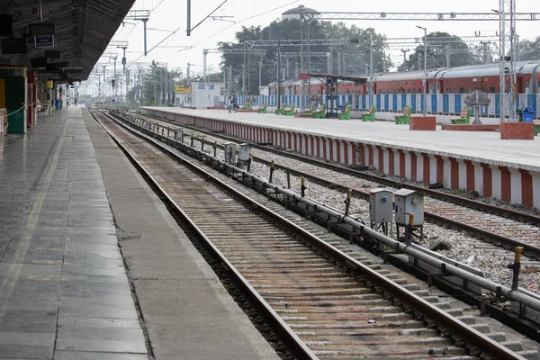 Railway platform in Corona pandemic situation.