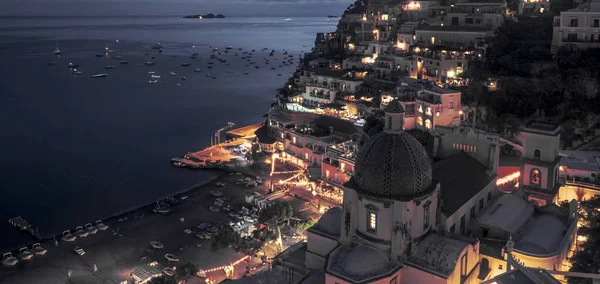 Panorama Incrível Cidade Positano Noite Itália — Fotografia de Stock