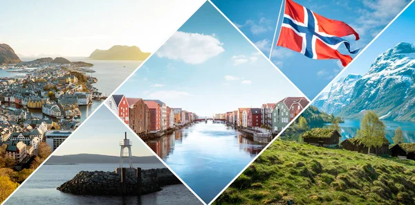 Collage Van Noorwegen Scandinavië — Stockfoto