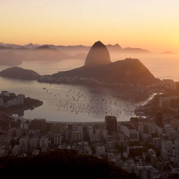 Flygfoto Över Rio Janeiro City Och Berget Sockertoppen Brasilien — Stockfoto