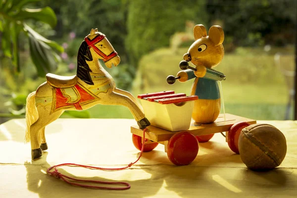 Vintage Wooden Toys Table — Stock Photo, Image
