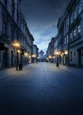 Krakow old town by night, Poland clipart
