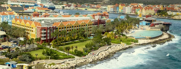 Aerial panorama of Willemstad on Curacao island — Stock Photo, Image