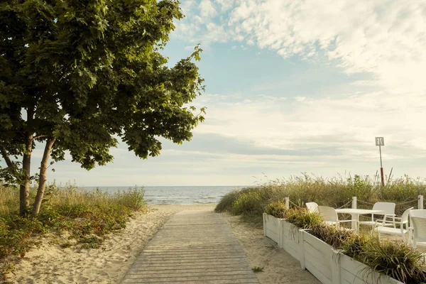 Widok Plażę Morza Bałtyckiego Polsce — Zdjęcie stockowe