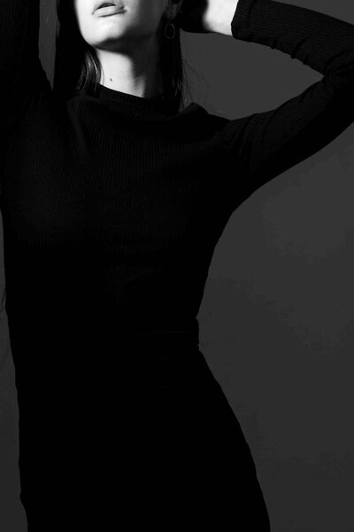 Fashionable and stylish photograph of a model in the studio close-up