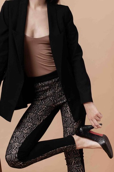 Fashionable and stylish photograph of a model in the studio close-up