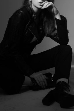 Bir kızın moda giysiler yakın çekim fotoğraf