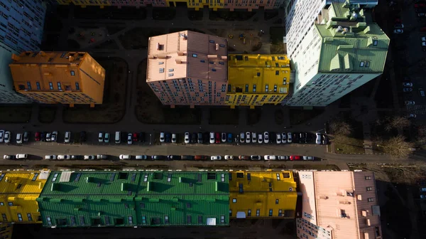 Belas Casas Coloridas Kiev Ucrânia Uma Grande Altura — Fotografia de Stock