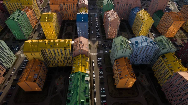 Belas Casas Coloridas Kiev Ucrânia Uma Grande Altura — Fotografia de Stock