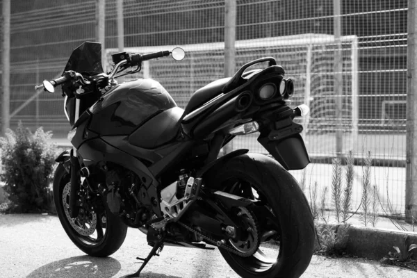 Дорога Черный Мотоцикл Дороге — стоковое фото