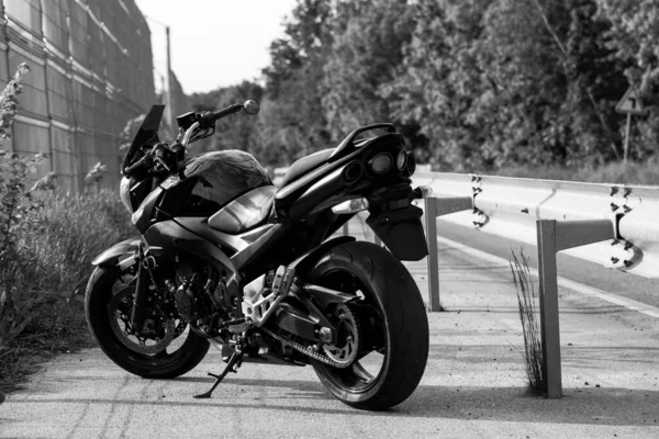 Route Moto Noire Sur Route — Photo