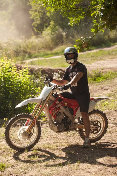 Cross Country Motorcycle Racing Summer Forest — Stock Photo, Image