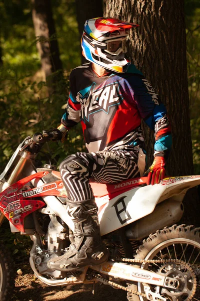 Cross Country Motorcycle Racing Summer Forest — Stock Photo, Image