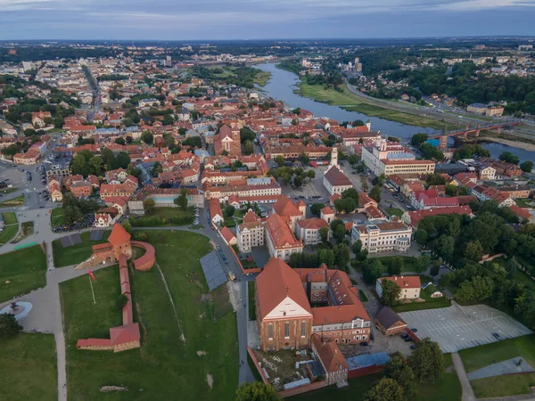 Vue Aérienne Vieille Ville Kaunas Château Kaunas Hôtel Ville Monastère — Photo