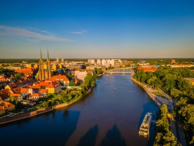 Wroclaw şehrinin havadan panoramik görüntüsü