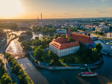 Wroclaw şehrinin havadan panoramik görüntüsü