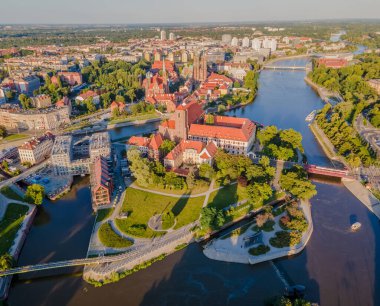 Wroclaw şehrinin havadan panoramik görüntüsü