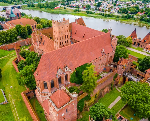 Letecký Pohled Hrad Malbork Teutonic Polsku Jedná Největší Hrad Světě — Stock fotografie