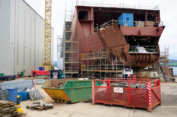 Schiffbauindustrie Stahlschiffbau für das Fährgeschäft in Port Glasgow — Stockfoto