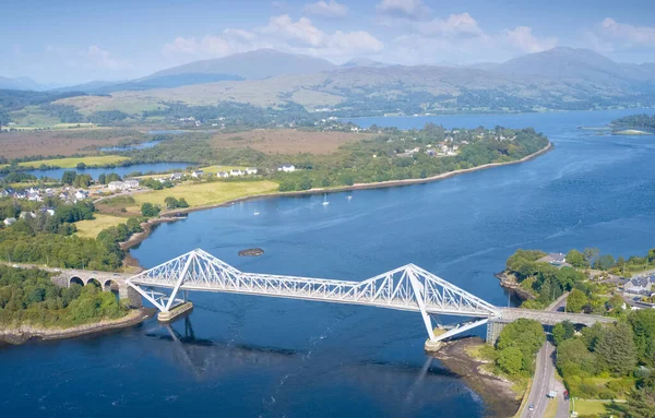 Connel Bridge steel cantilever structure ocean sea road crossing over Loch Etive in Argyll and Bute Scotland