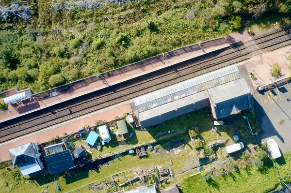 Dalmally train station in Scottish village in Argyll and Bute view from above bridge Scotland — Stock Photo, Image
