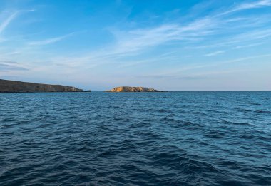 St. Ivan Adası ve St. Peter Adası, Sozopol, Bulgaristan 'ın gün batımında muhteşem manzara