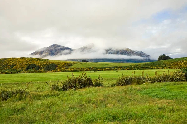 Vista Colinas Para Montanhas Nova Zelândia — Fotografia de Stock