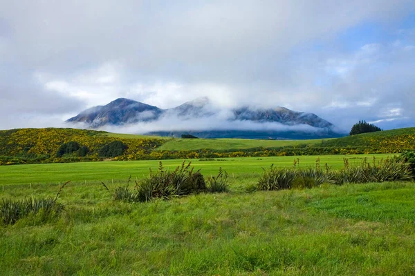 Vista Colinas Para Montanhas Nova Zelândia — Fotografia de Stock