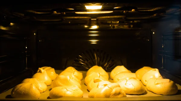 Process Cooking Meringue Oven Meringues Baking Sheet — Stock Photo, Image